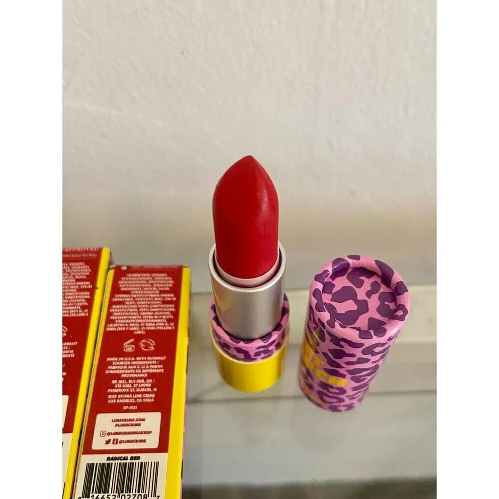 (4) Lime Crime Soft Touch Lipstick RADICAL RED Comfort Matte NIB Full Size SET